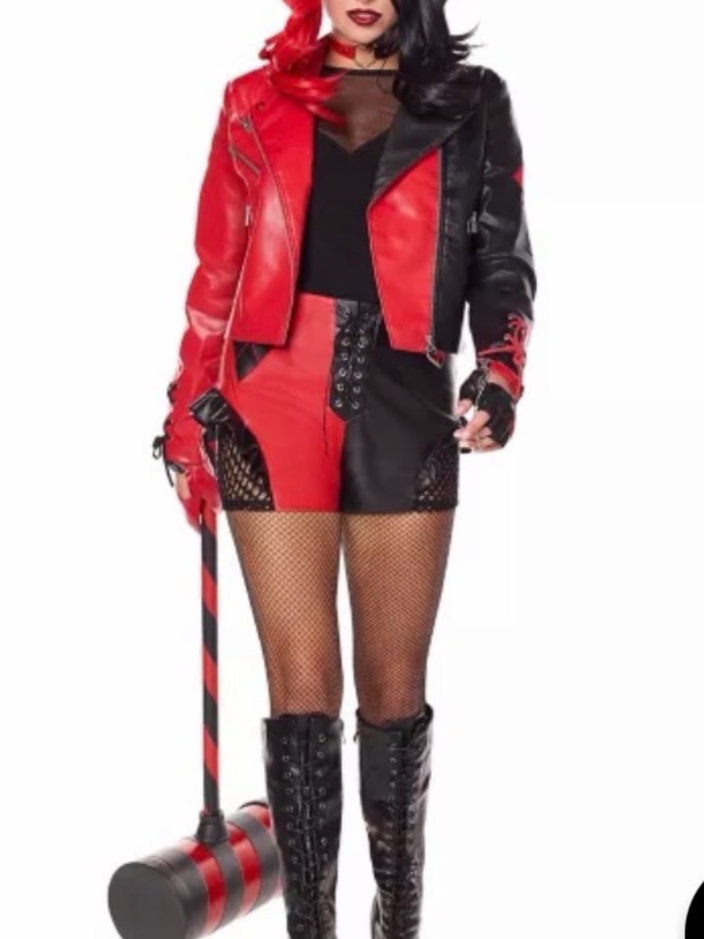 Brand New Harley Quinn Red and Black Leather Jacket